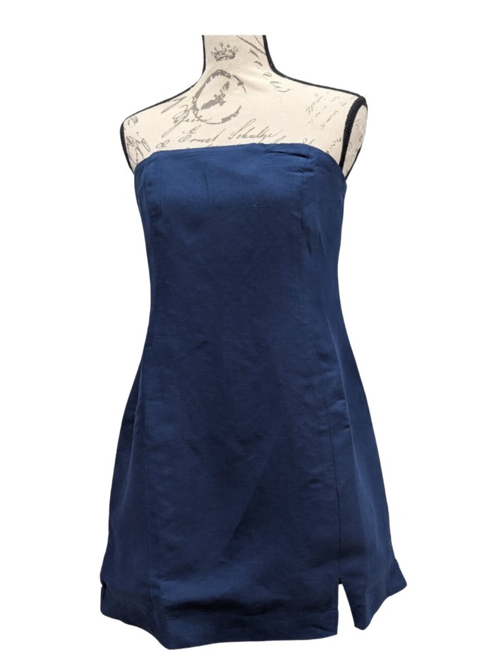 French Connection Strapless Linen Mini Dress Navy 10 NWT - Picture 2 of 13